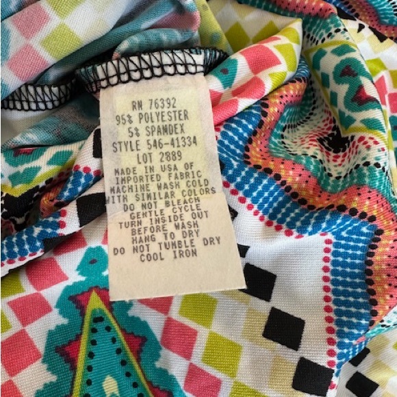 SNAP Dress Maxi S/L Summer Bright Geo Pink Multi Print Stretchy NWT Sz M - Picture 13 of 14